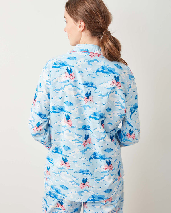 When Pigs Fly - Long PJ Set - Pale Blue - Printfresh