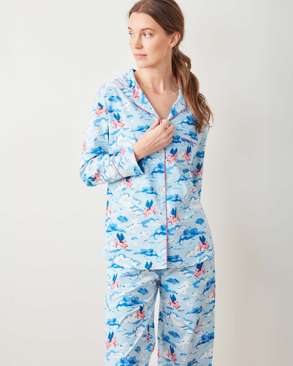 When Pigs Fly - Long PJ Set - Pale Blue - Printfresh