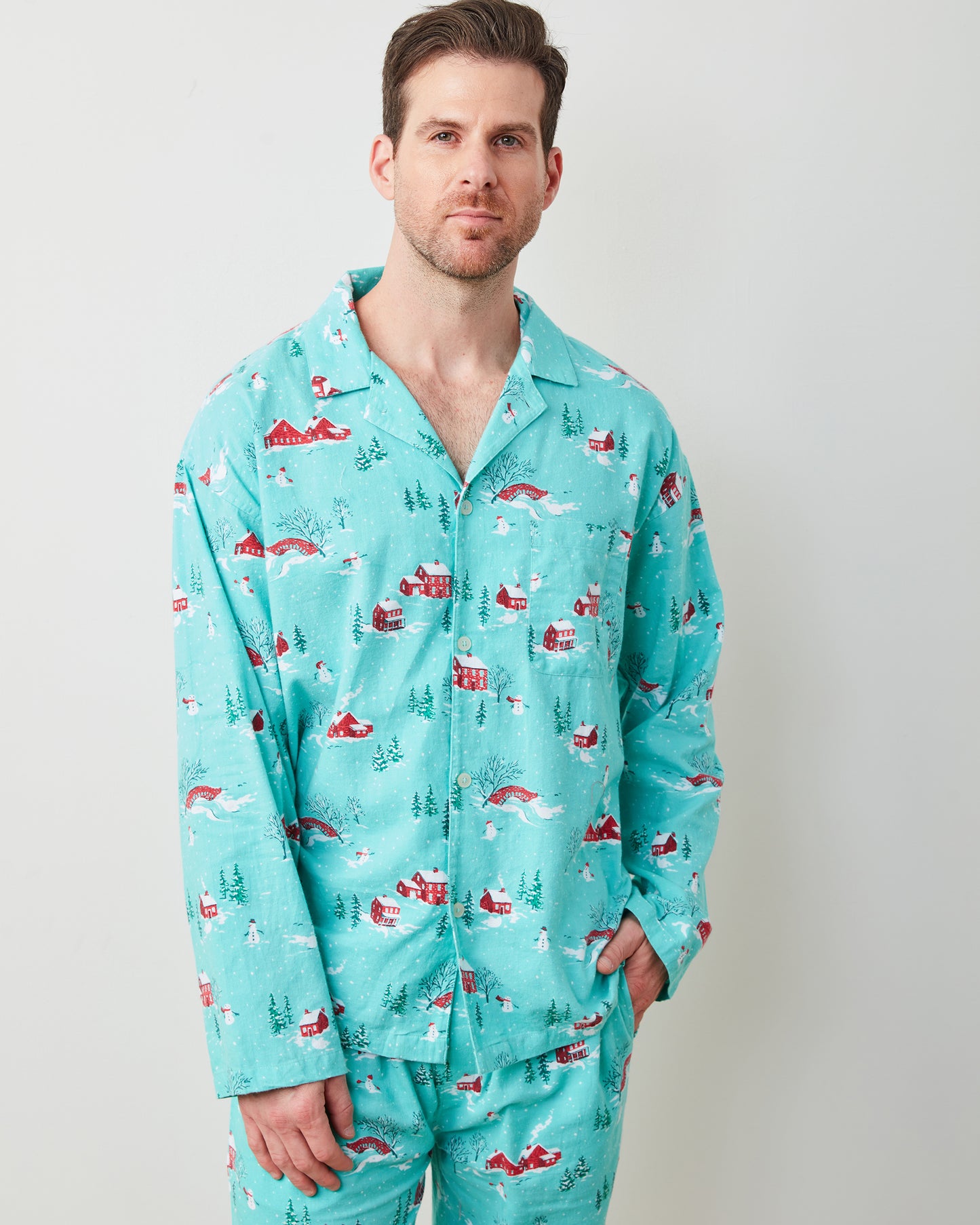 Winter Wonderland - Men's Lightweight Flannel Long PJ Set - Snow Day - Printfresh