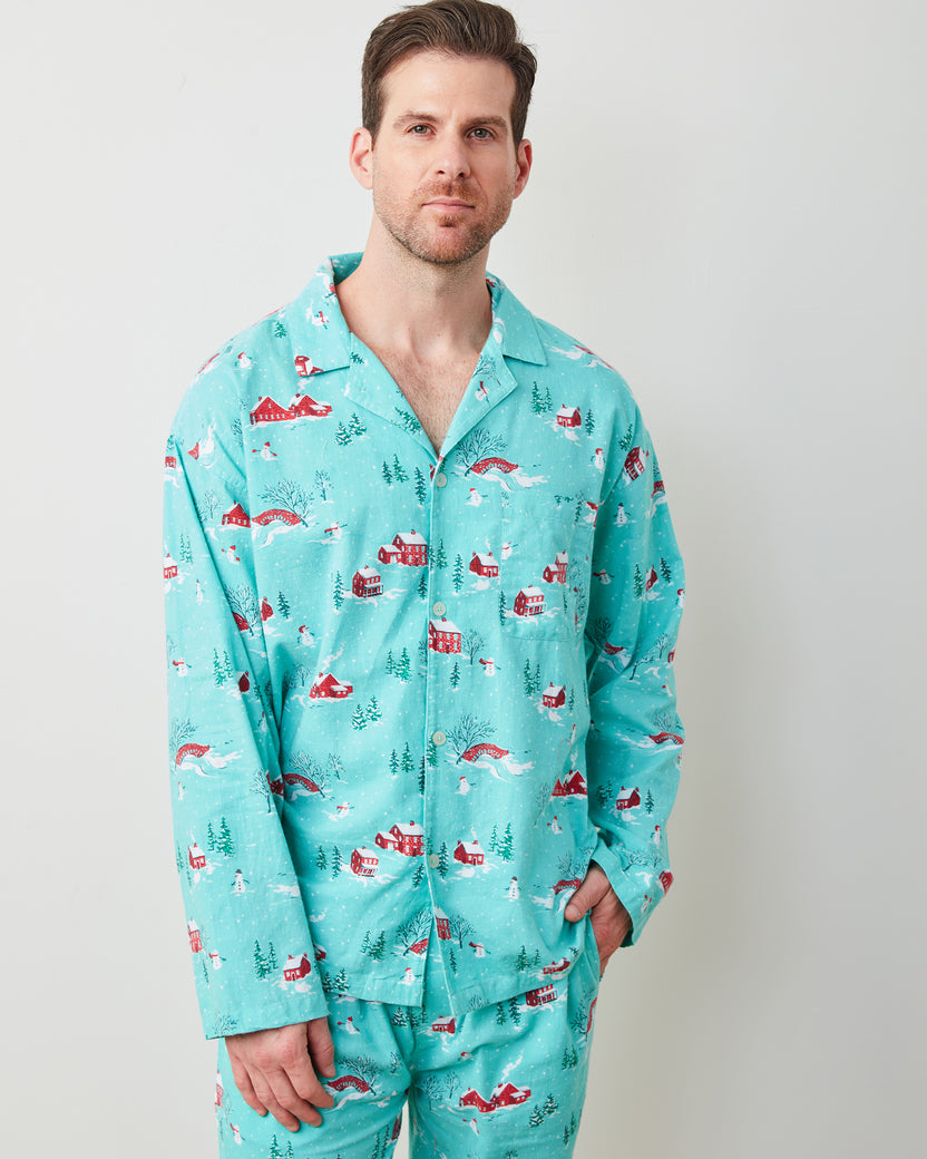Winter Wonderland - Men's Lightweight Flannel Long PJ Set - Snow Day - Printfresh