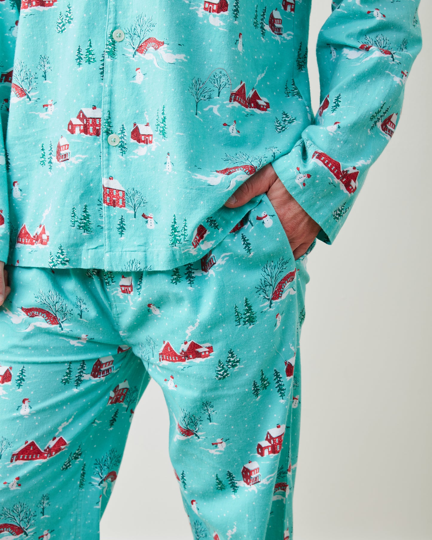 Winter Wonderland - Men's Lightweight Flannel Long PJ Set - Snow Day - Printfresh