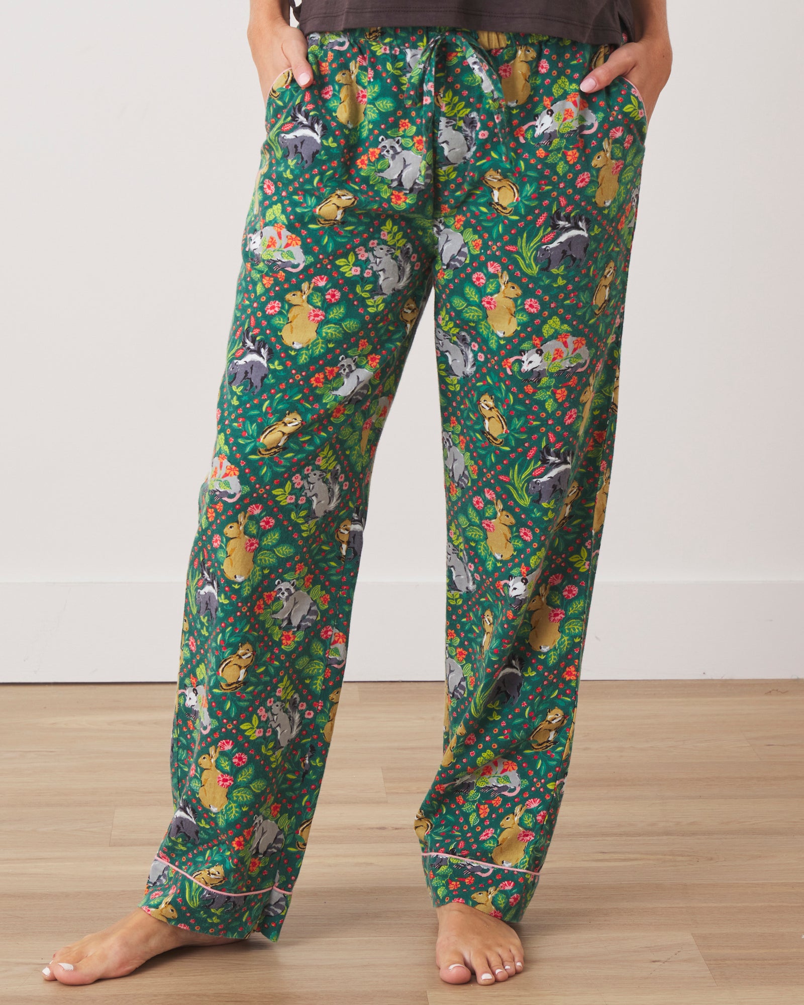 Woodland Critters - T-Shirt & Flannel PJ Pants Set - Fern