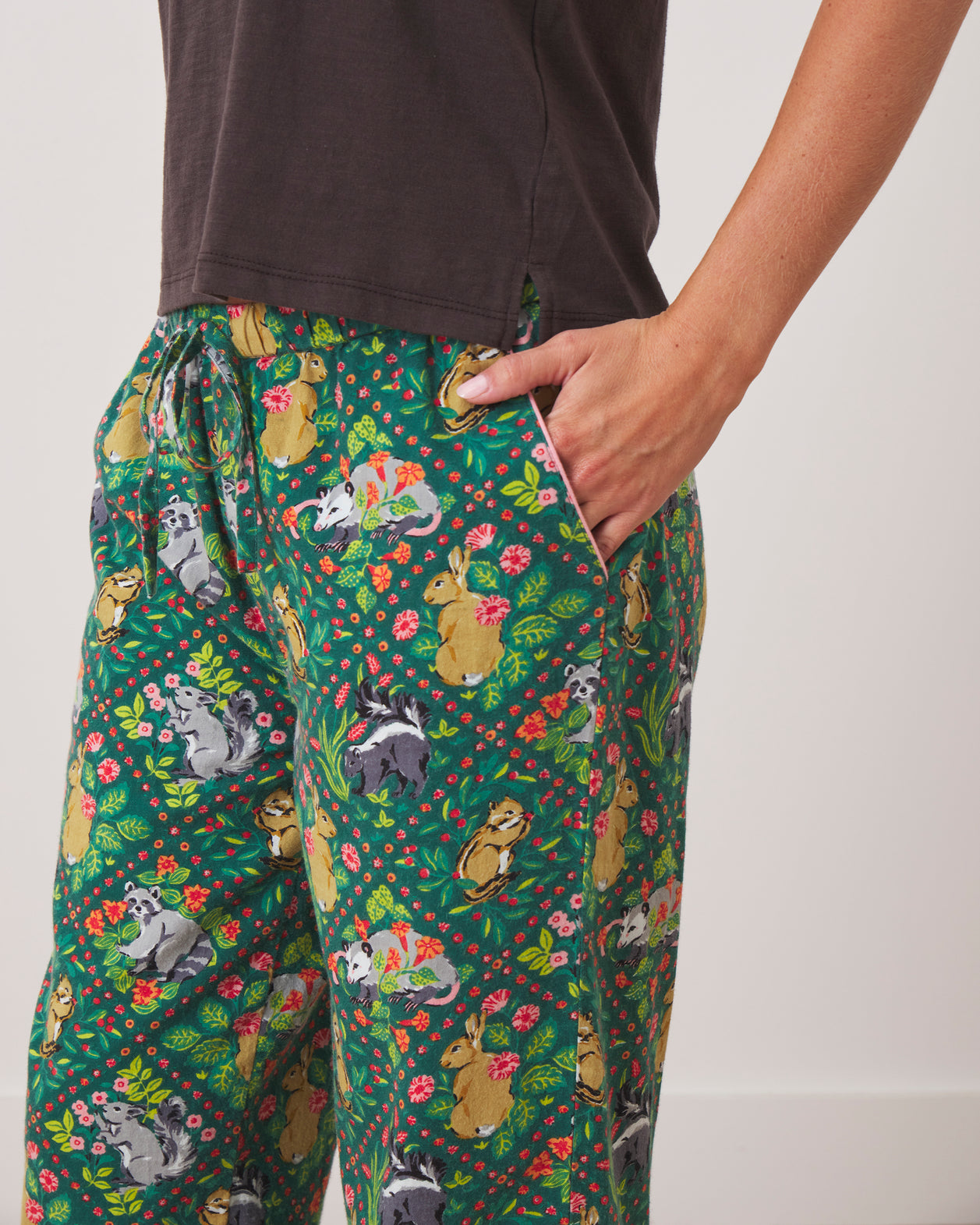 Woodland Critters -  Flannel PJ Pants - Fern - Printfresh