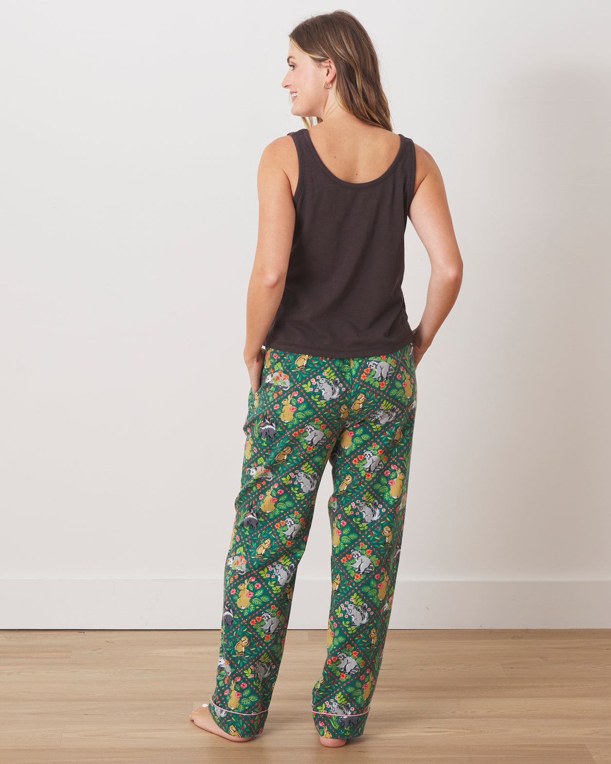 Woodland Critters -  Flannel PJ Pants - Fern - Printfresh