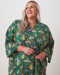 Woodland Critters - Flannel Robe - Fern - Printfresh