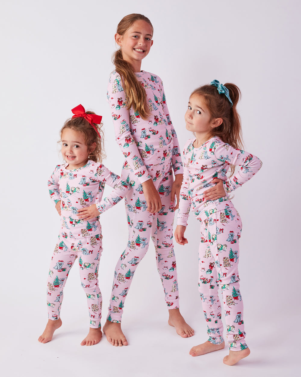 PF x The Hiltons Christmas Poodle Party - Kids PJ Set - Rose - Printfresh