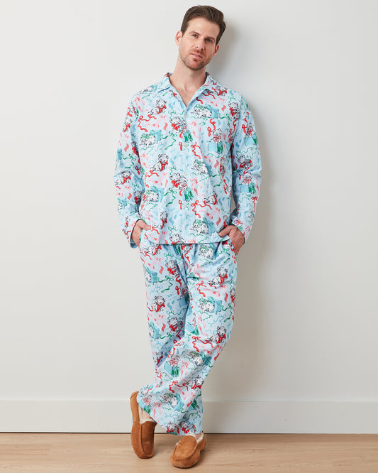 PF x The Hiltons Wrapped Gifts - Men's Long PJ Set - Baby Blue - Printfresh