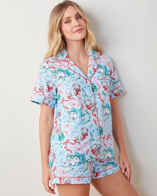 PF x The Hiltons Wrapped Gifts - Short PJ Set - Baby Blue - Printfresh