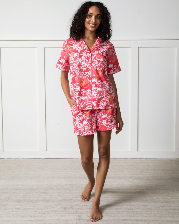 PF x J.McLaughlin Swinging Palm - Short PJ Set - Camellia Pink - Printfresh