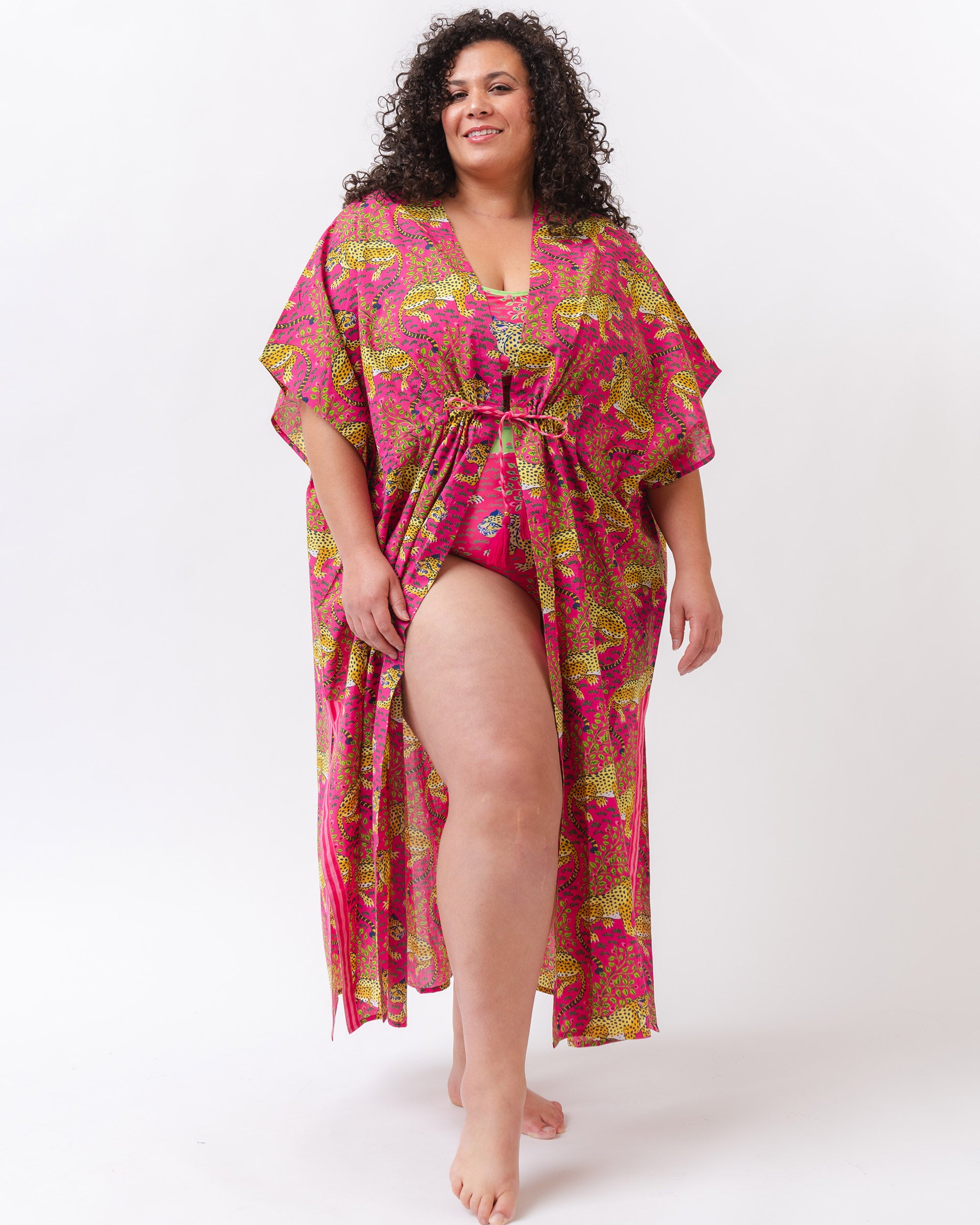 PF + Lime Ricki Bagheera - Daylight Open Front Cover-Up - Hot Pink - Printfresh