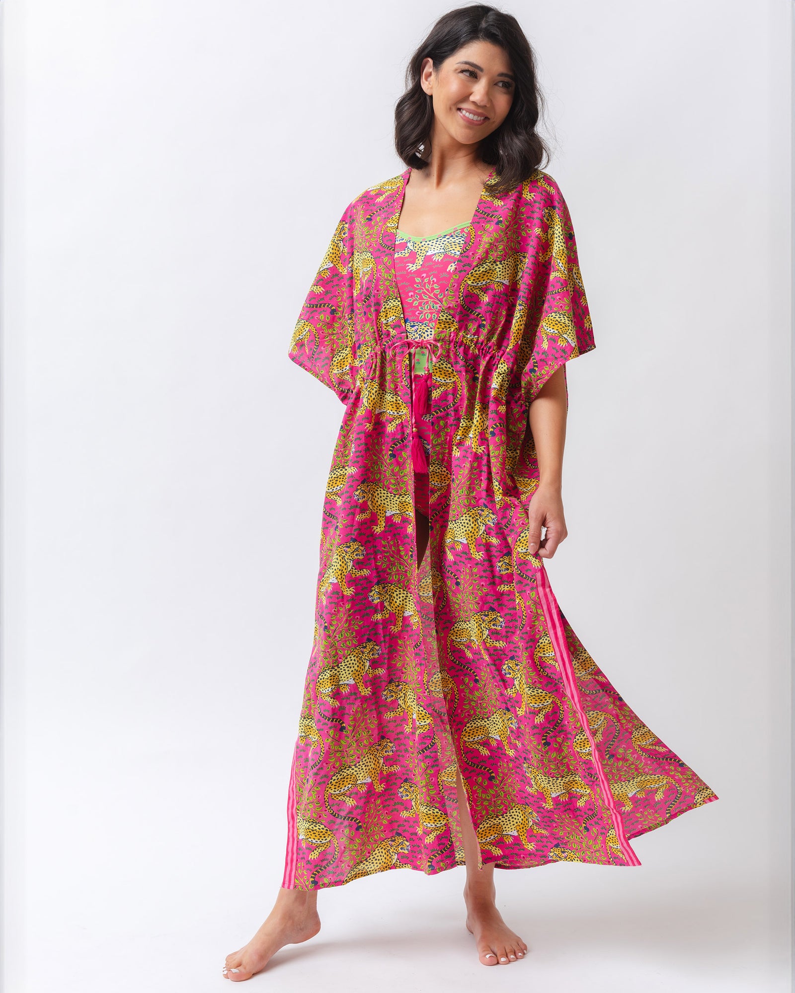 Bagheera - Daylight Open Front Cover-Up - Hot Pink - Printfresh