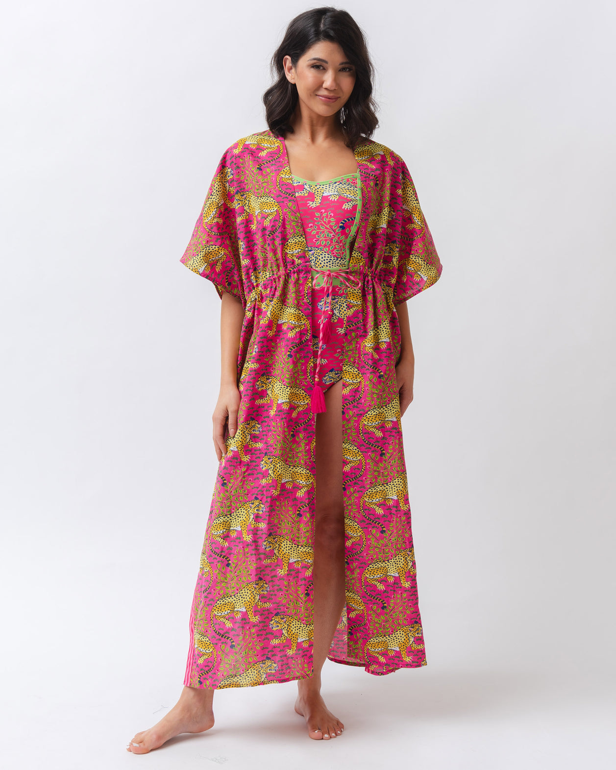 Bagheera - Daylight Open Front Cover-Up - Hot Pink - Printfresh