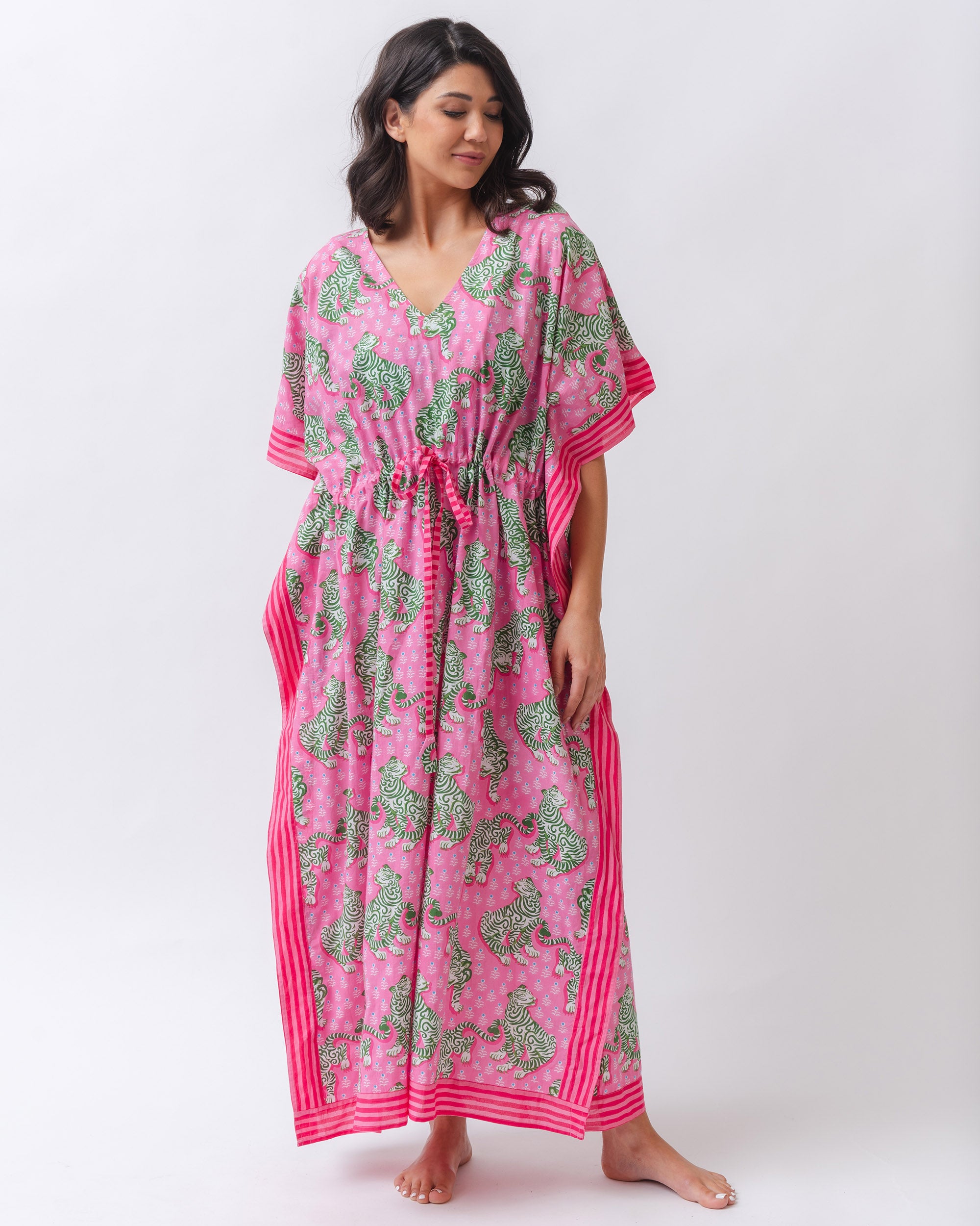 Tiger Queen - Let's Cruise Caftan - Pink Limo - Printfresh