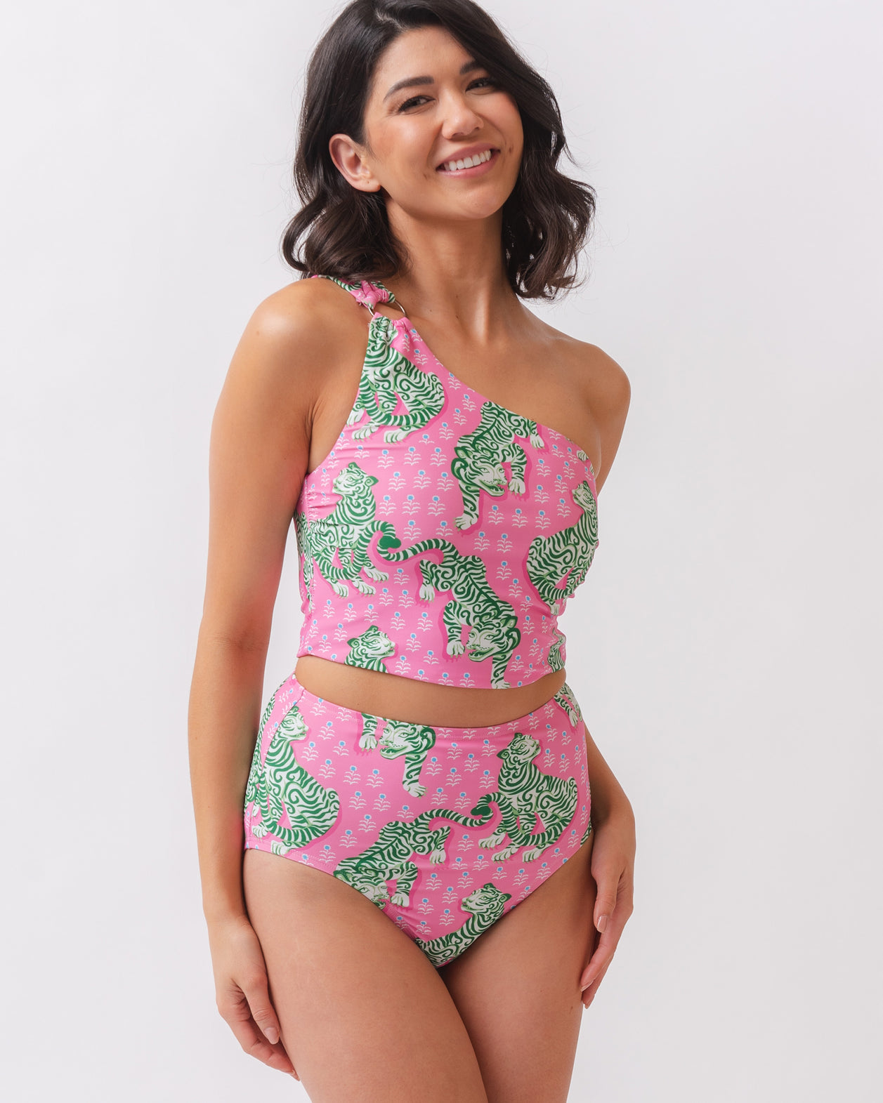 PF + Lime Ricki Tiger Queen - High Waist Bottom - Pink Limo - Printfresh