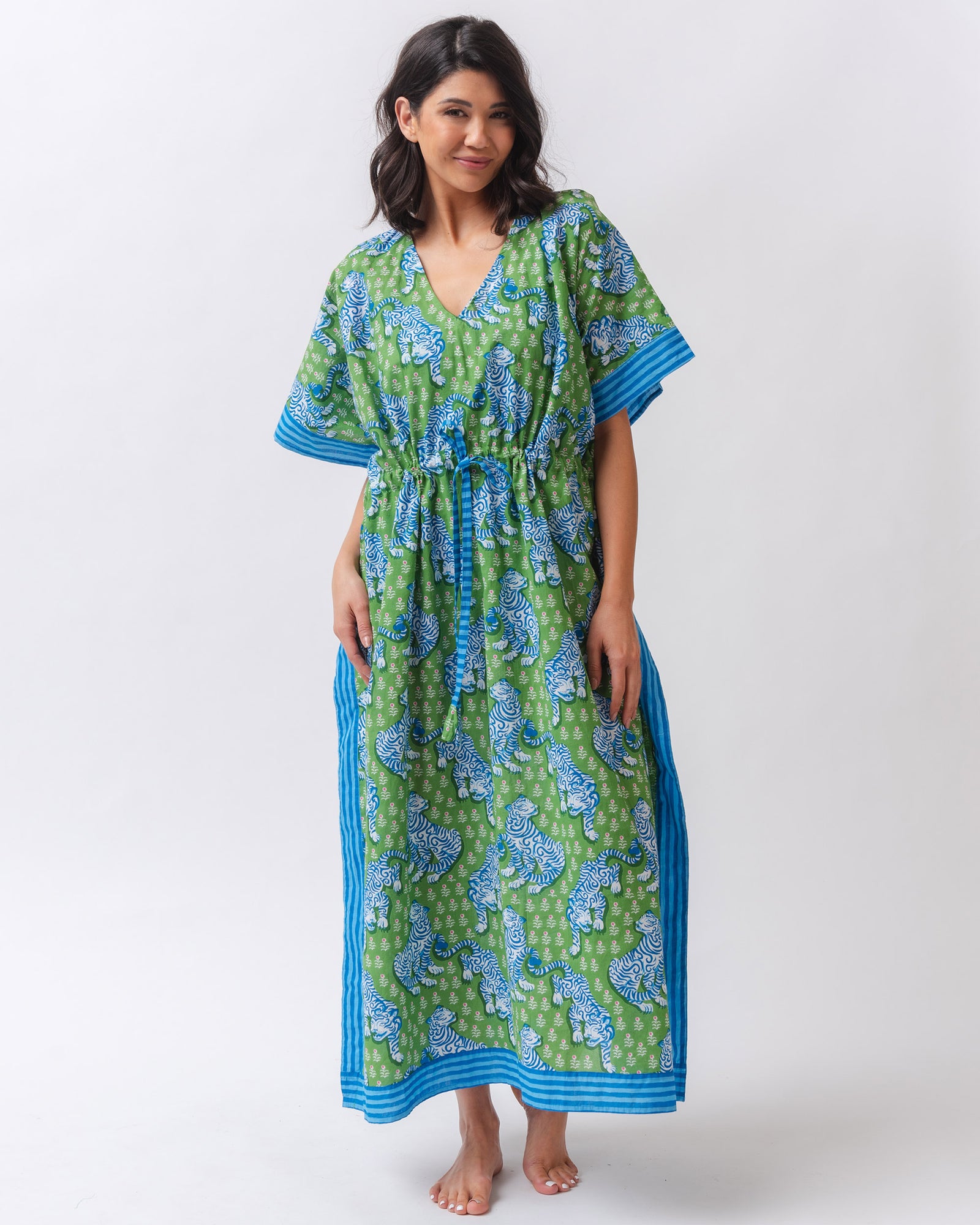 Tiger Queen - Let's Cruise Caftan - Sea Grass - Printfresh