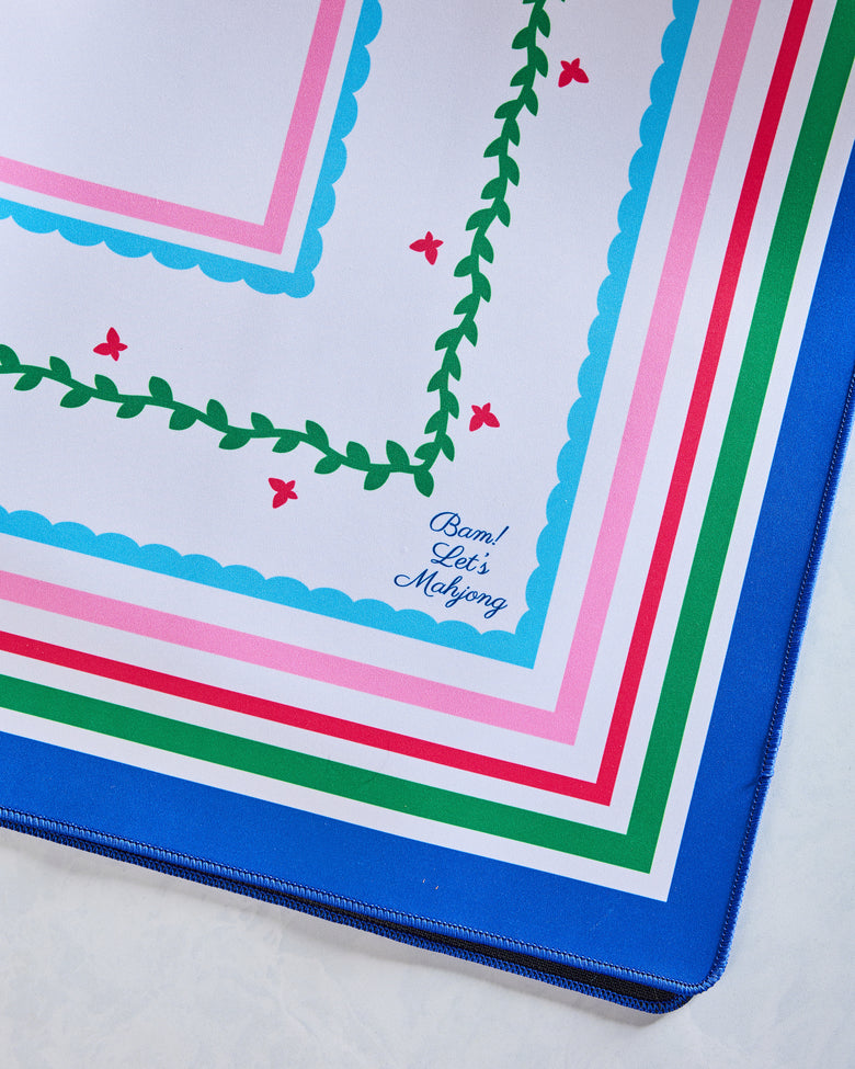 Pink - Grandmillennial Mahjong Tiles With Mat & Shufflers - Bam! Let's Mahjong - Printfresh