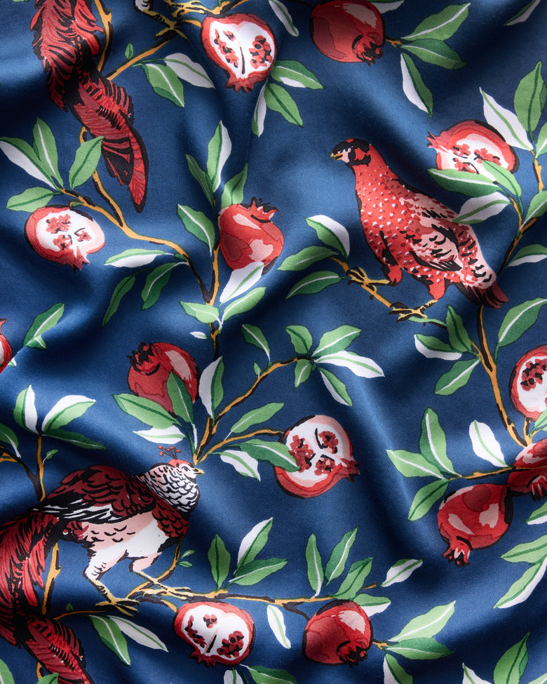 Pomegranate Tree - Eco Satin Short Set - Navy - Printfresh