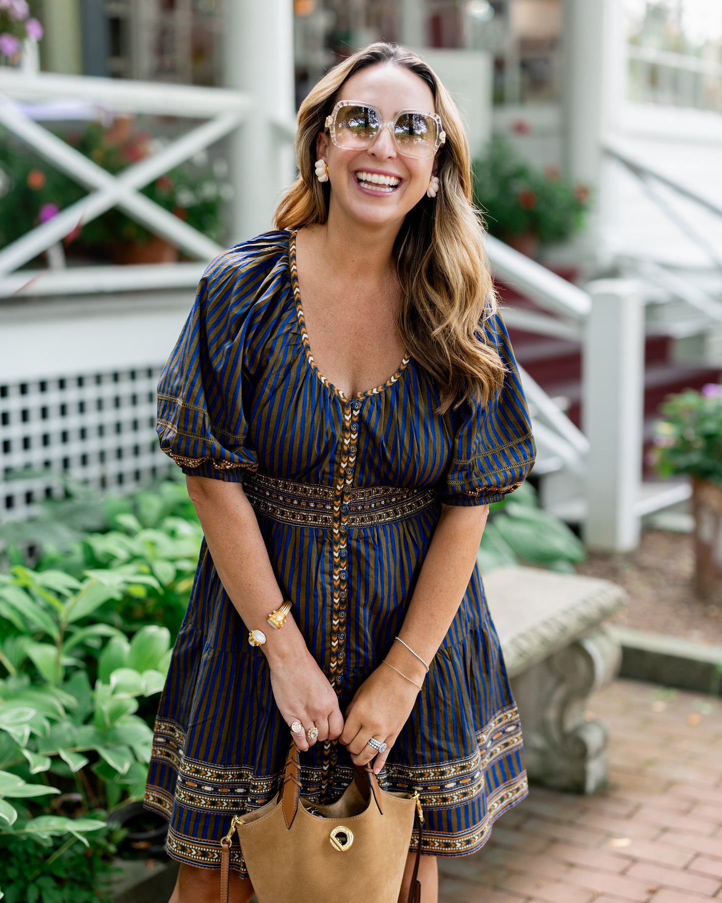 Homestead Stripes - Bryce Dress - Olive and Indigo