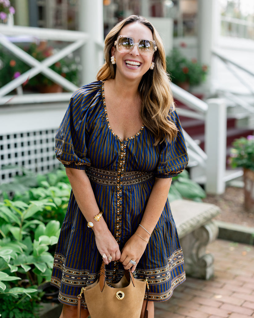 Homestead Stripes - Bryce Dress - Olive and Indigo