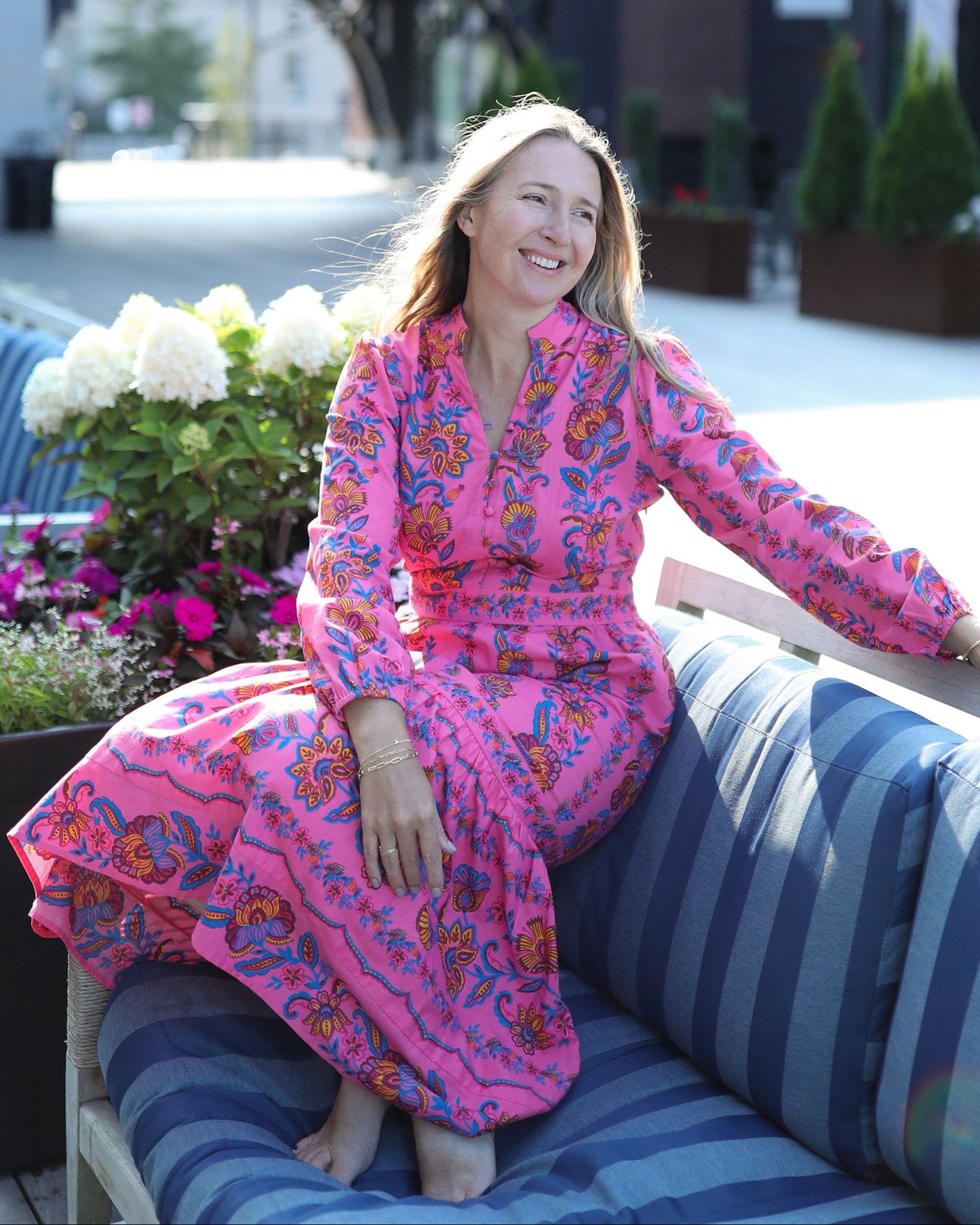 Folklore Flowers - Monroe Dress - Bright Rose - Printfresh