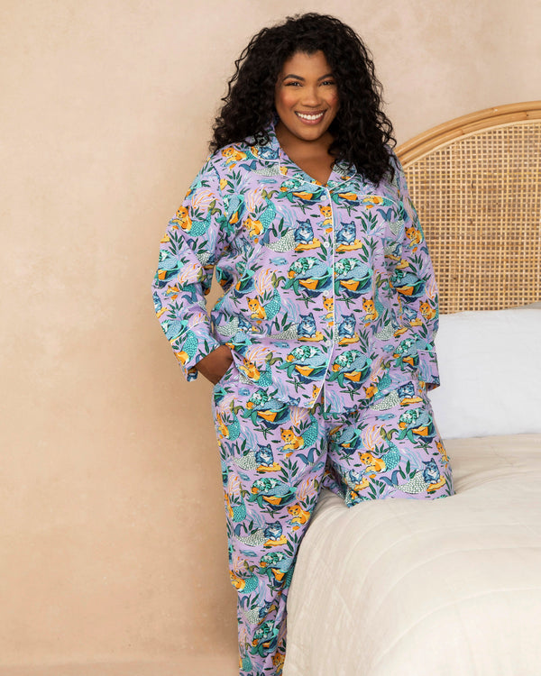 Meowing Mermaids - Long Sleep Set - Lavender - Printfresh