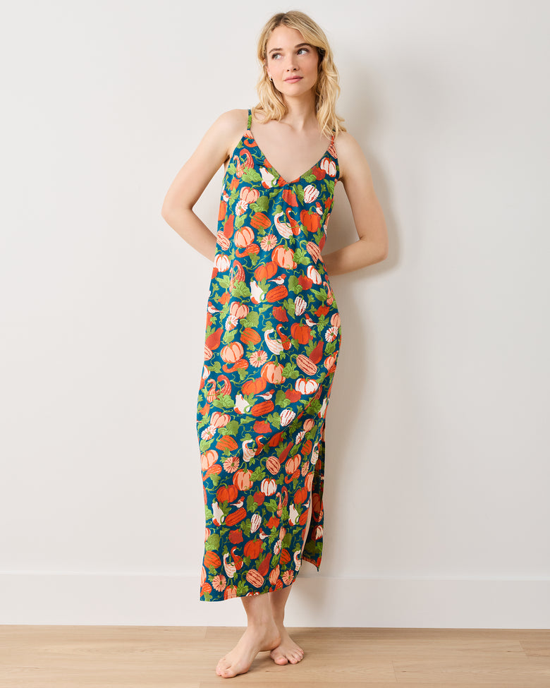 Pumpkin Patch - Eco Satin Chic to Sleep Nightie - Midnight Harvest - Printfresh