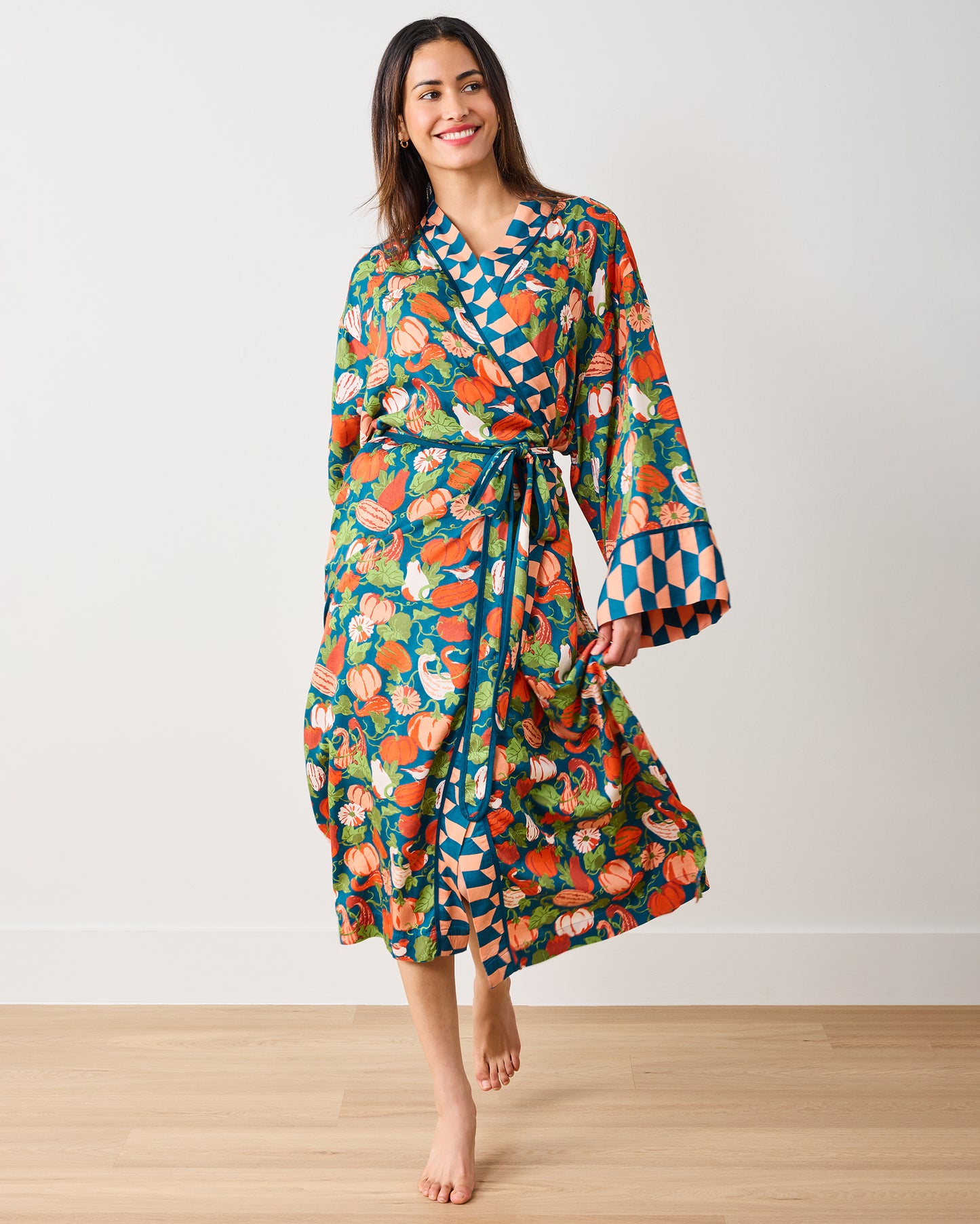 Pumpkin Patch - Eco Satin Robe - Midnight Harvest - Printfresh