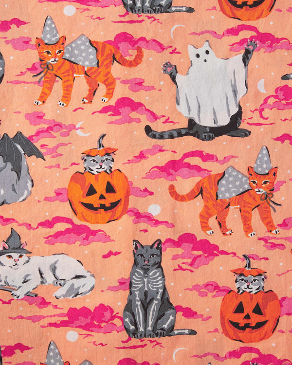 Halloween House Cats - T-Shirt & Ruffle Shorts Set - Jack O' Lantern