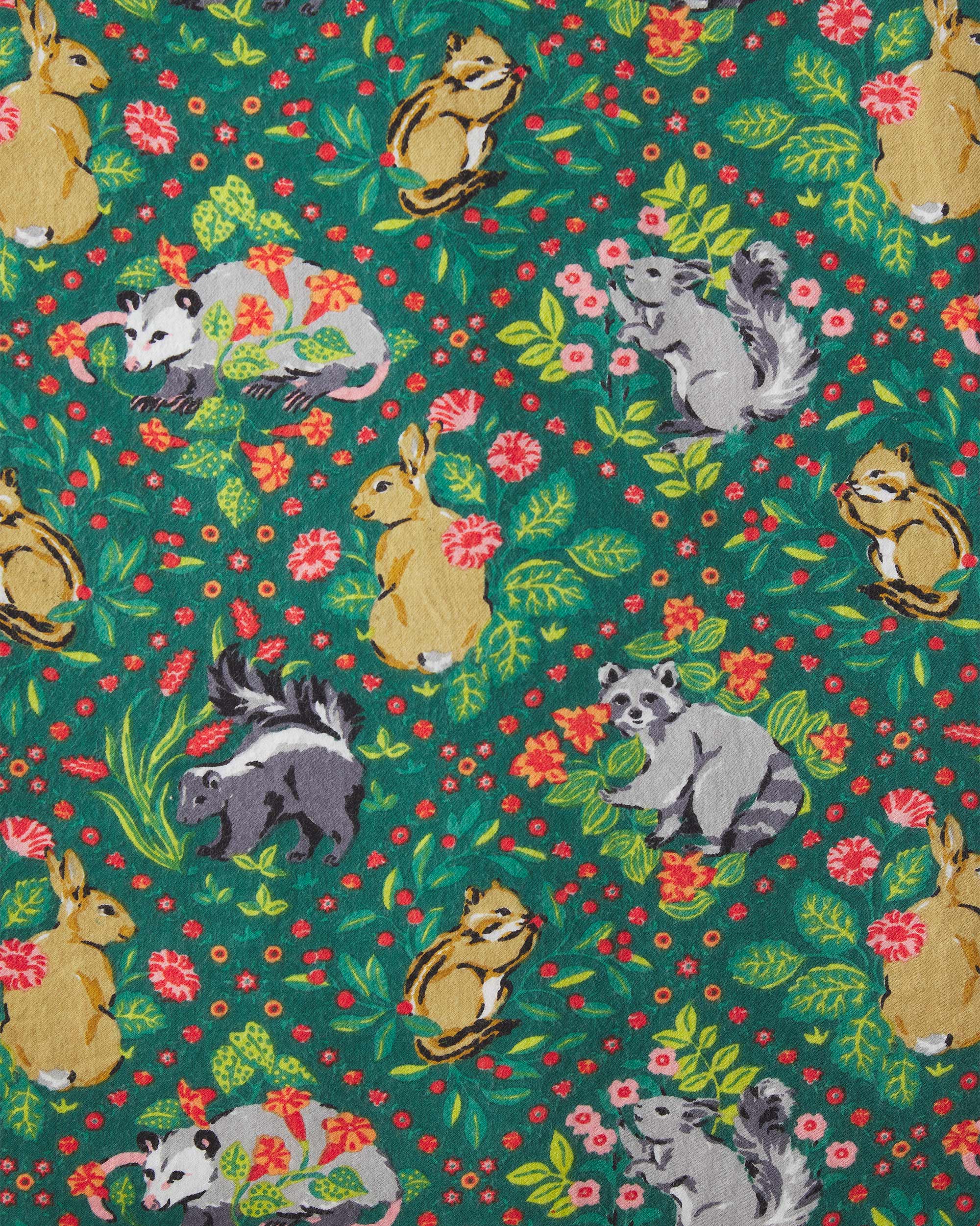 Woodland Critters -  Flannel PJ Pants - Fern - Printfresh