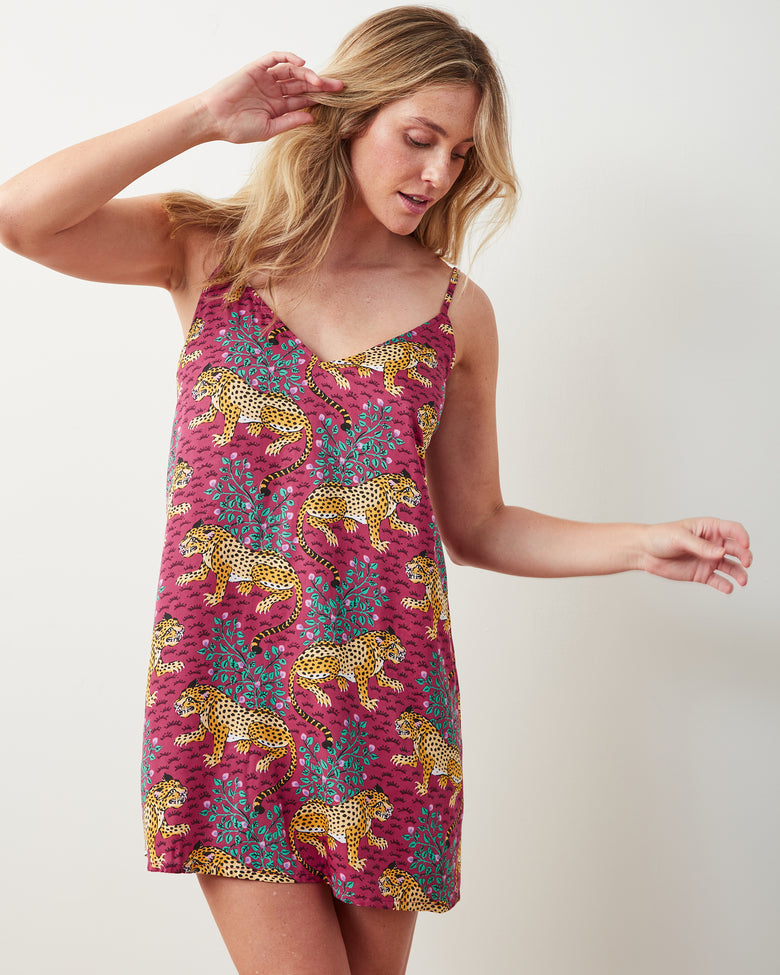Bagheera - Eco Satin Chic To Sleep Shortie - Wine - Printfresh