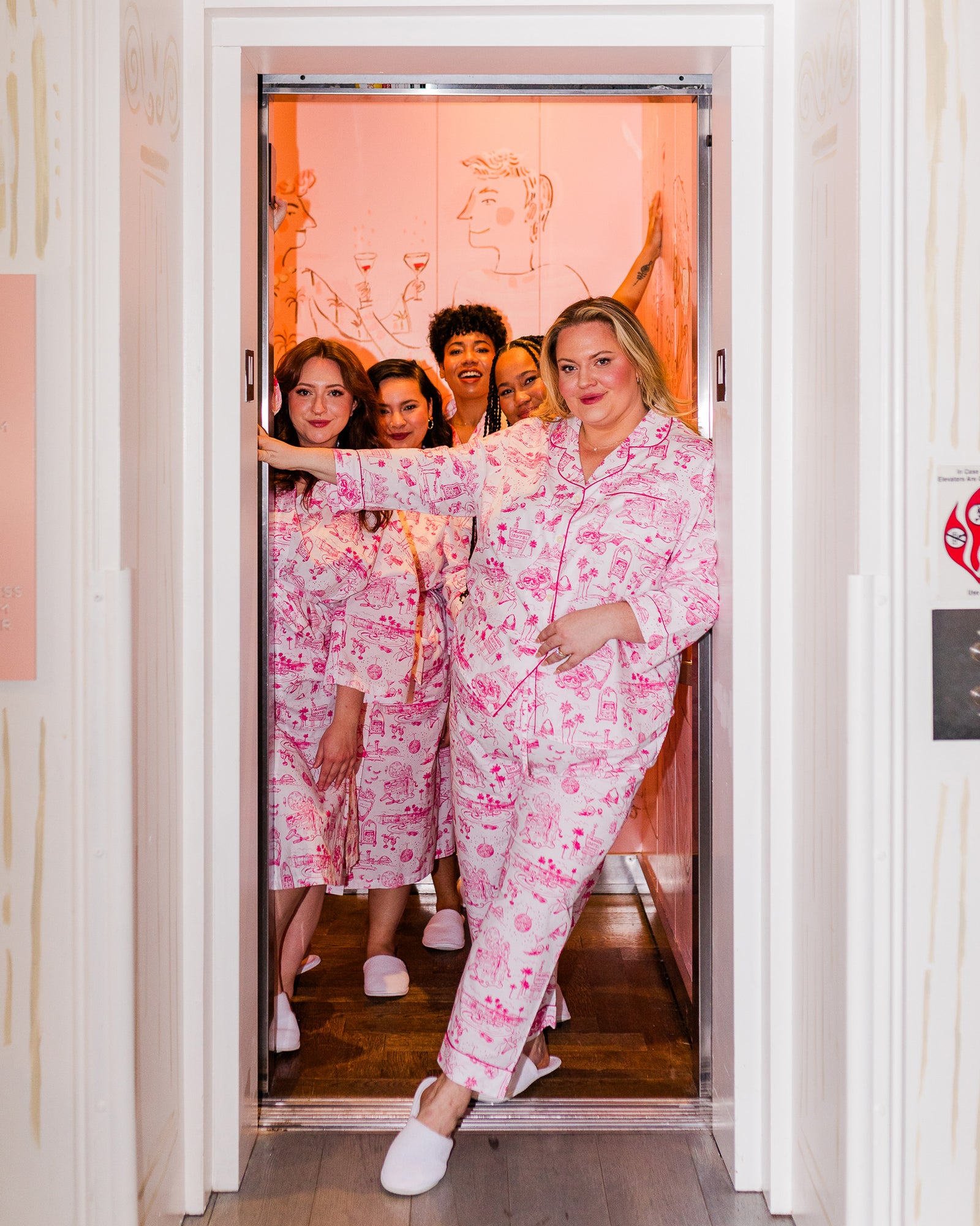 PF x Sean Taylor Girls' Trip Toile - Long PJ Set - Pink Cloud - Printfresh