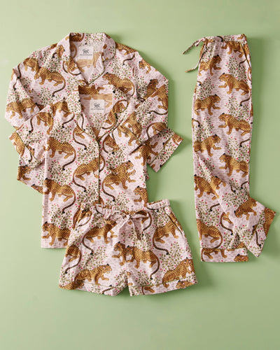 Samira Leopard Cotton Jersey Pyjama Set