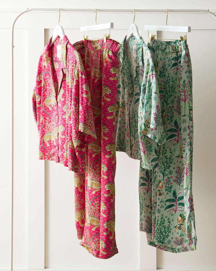 Camel's Courtyard & Bagheera - Eco Satin Wildest Dreams Set Bundle - Avocado/Hot Pink - Printfresh