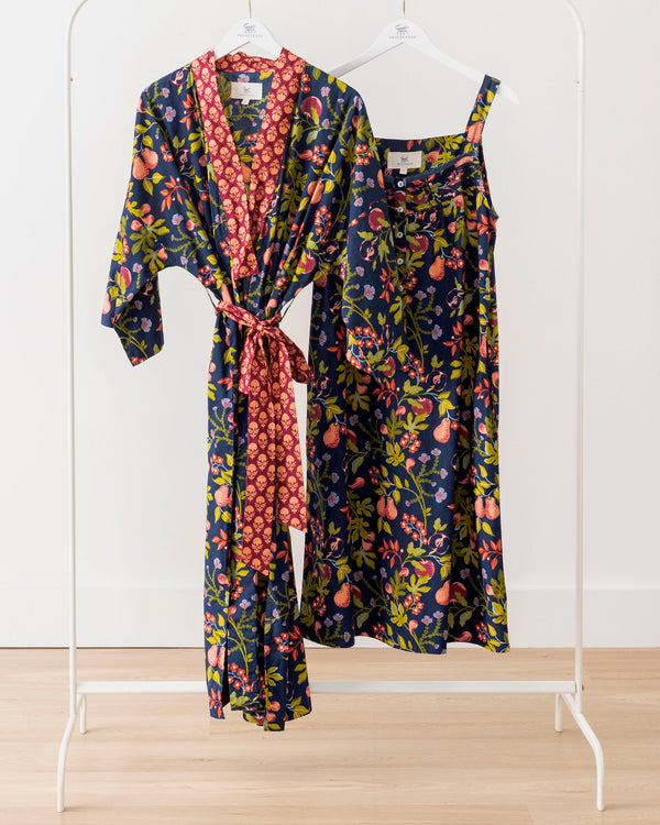 Pomme & Poire - Back to Bed Nightgown & Robe Set - Good Evening - Printfresh