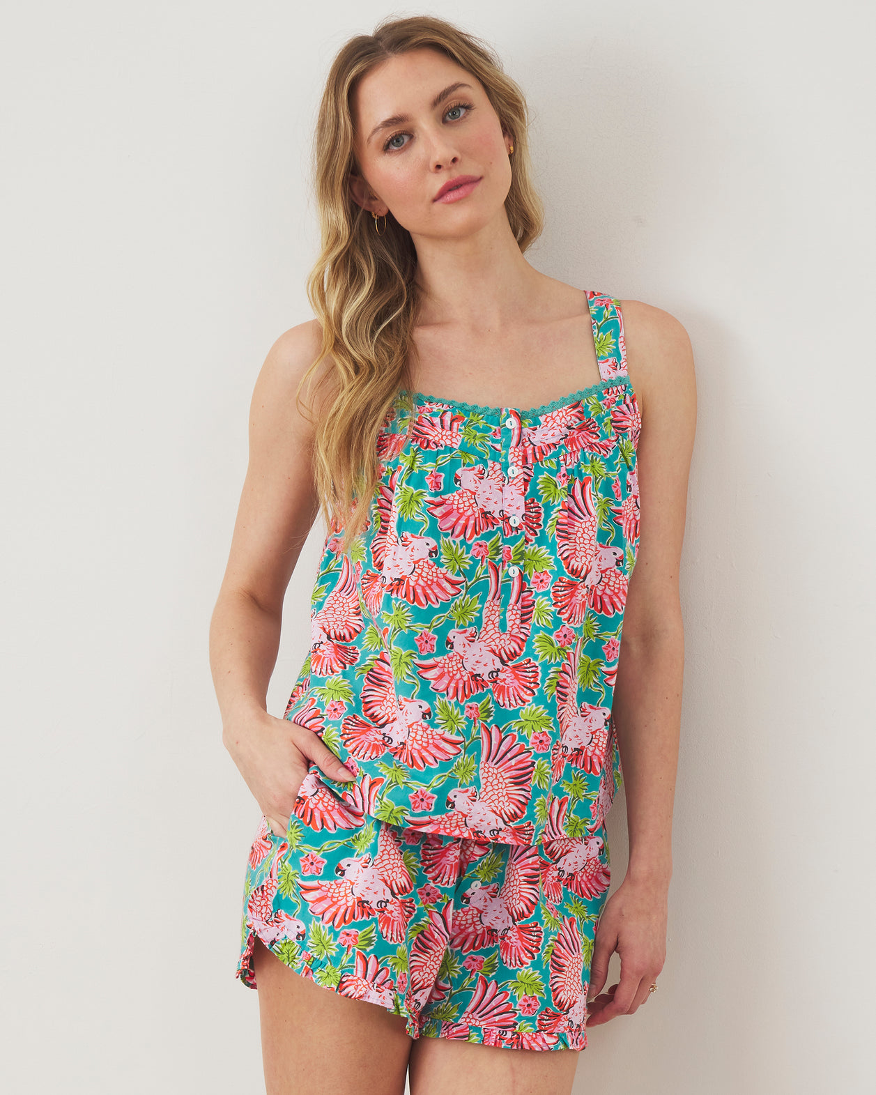 Playful Parrots - Back To Bed Short Set - Tropical - Printfresh