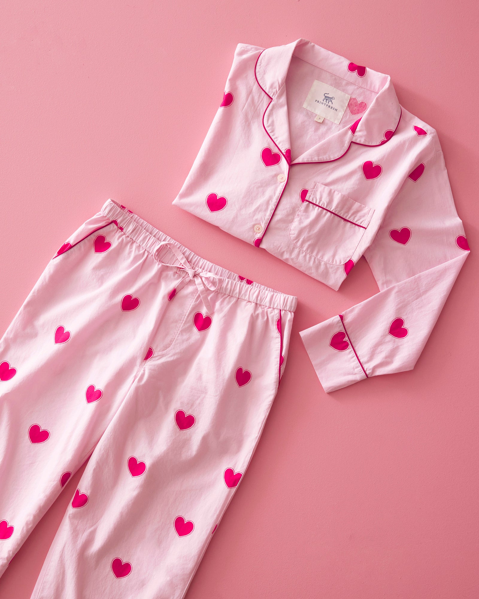 Queen of Hearts - Long Sleep Set - Candy Pink - Printfresh