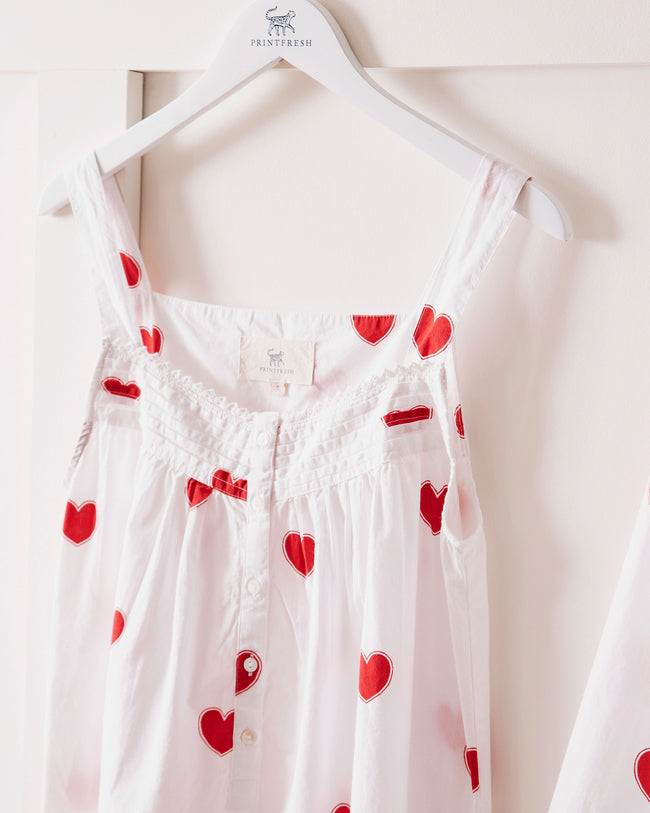 Queen of Hearts - Back to Bed Nightgown - Ruby Cloud - Printfresh