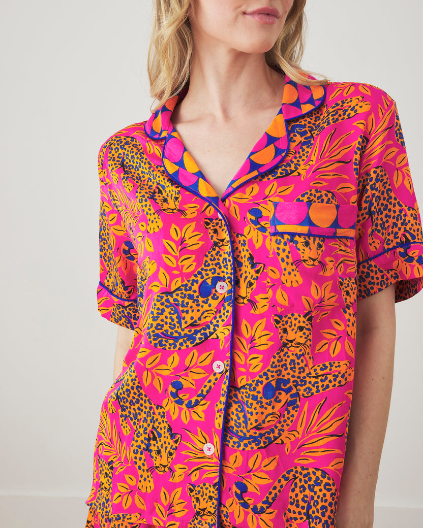 City Cats - Eco Satin Short Set - Fuchsia - Printfresh