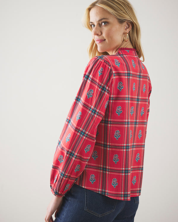 Nostalgia Plaid - On the Books Blouse - Joyful Red - Printfresh