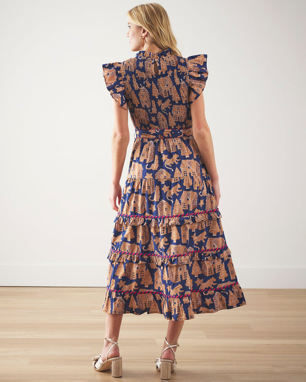 Gingerbread Party - Ready to Ruffle Dress - Classic Navy - Printfresh