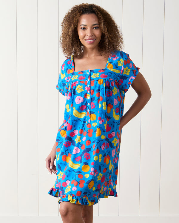 Smoothie Time - Pintuck Nightgown - Tropical Blue - Printfresh