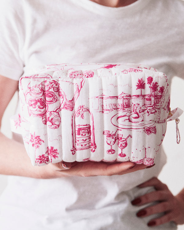 PF x Sean Taylor Girls' Trip Toile - Quilted Pouch - Pink Cloud - Printfresh