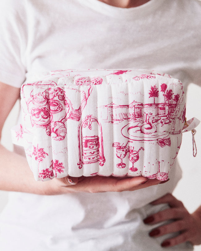 PF x Sean Taylor Girls' Trip Toile - Quilted Pouch - Pink Cloud - Printfresh