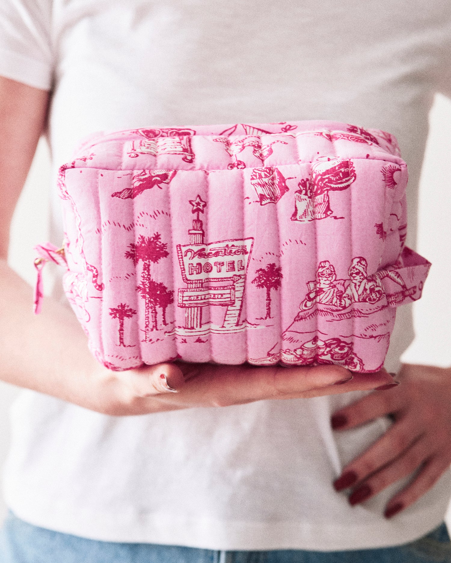 PF x Sean Taylor Girls' Trip Toile - Quilted Pouch - Rose - Printfresh
