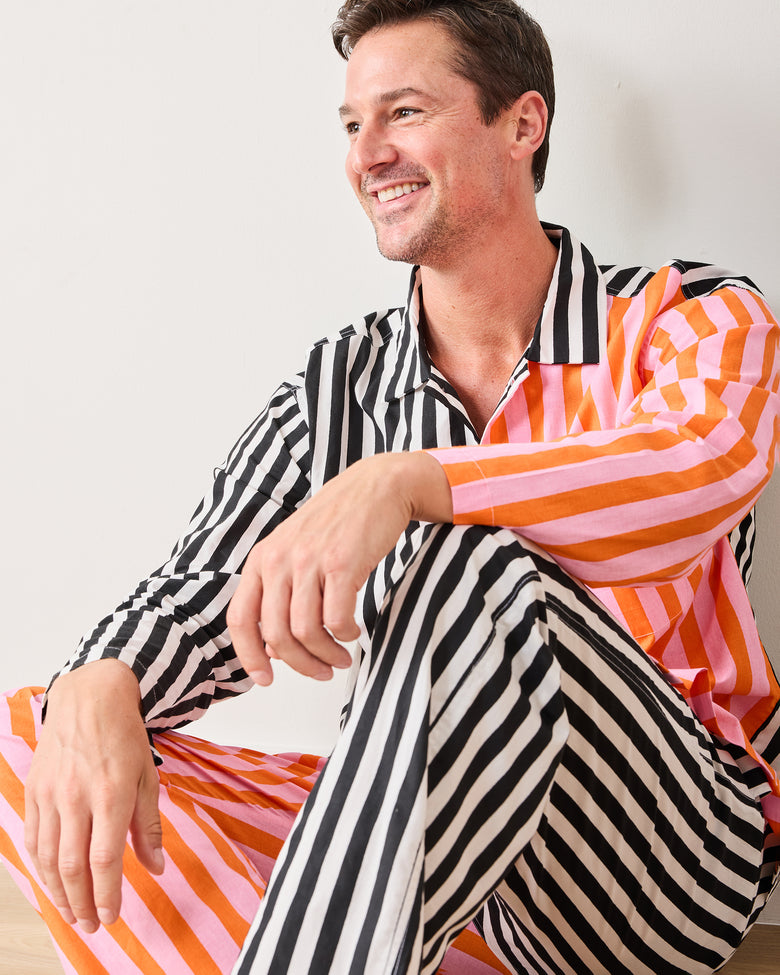 Showtime Stripes - Men's Long PJ Set - Skeleton Candy - Printfresh