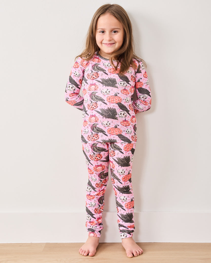 Sleepy Hollow - Kids Snug Fit PJ Set - Nevermore Pink - Printfresh