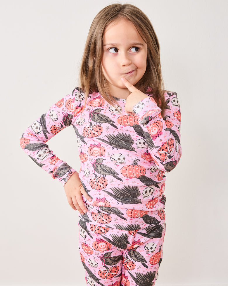 Sleepy Hollow - Kids Snug Fit PJ Set - Nevermore Pink - Printfresh