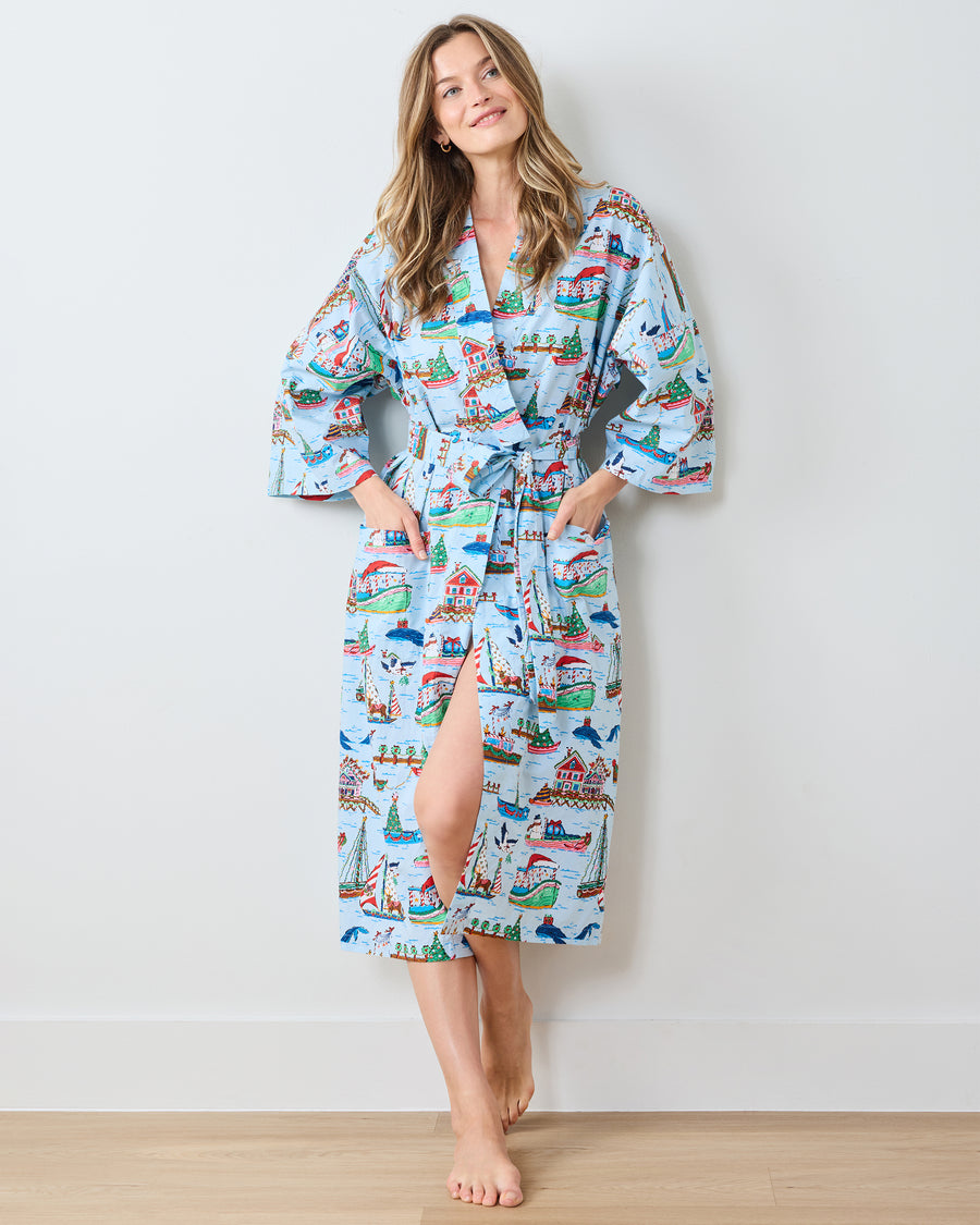 Sugar Plum Ferry - Robe - Blue Sailboat - Printfresh
