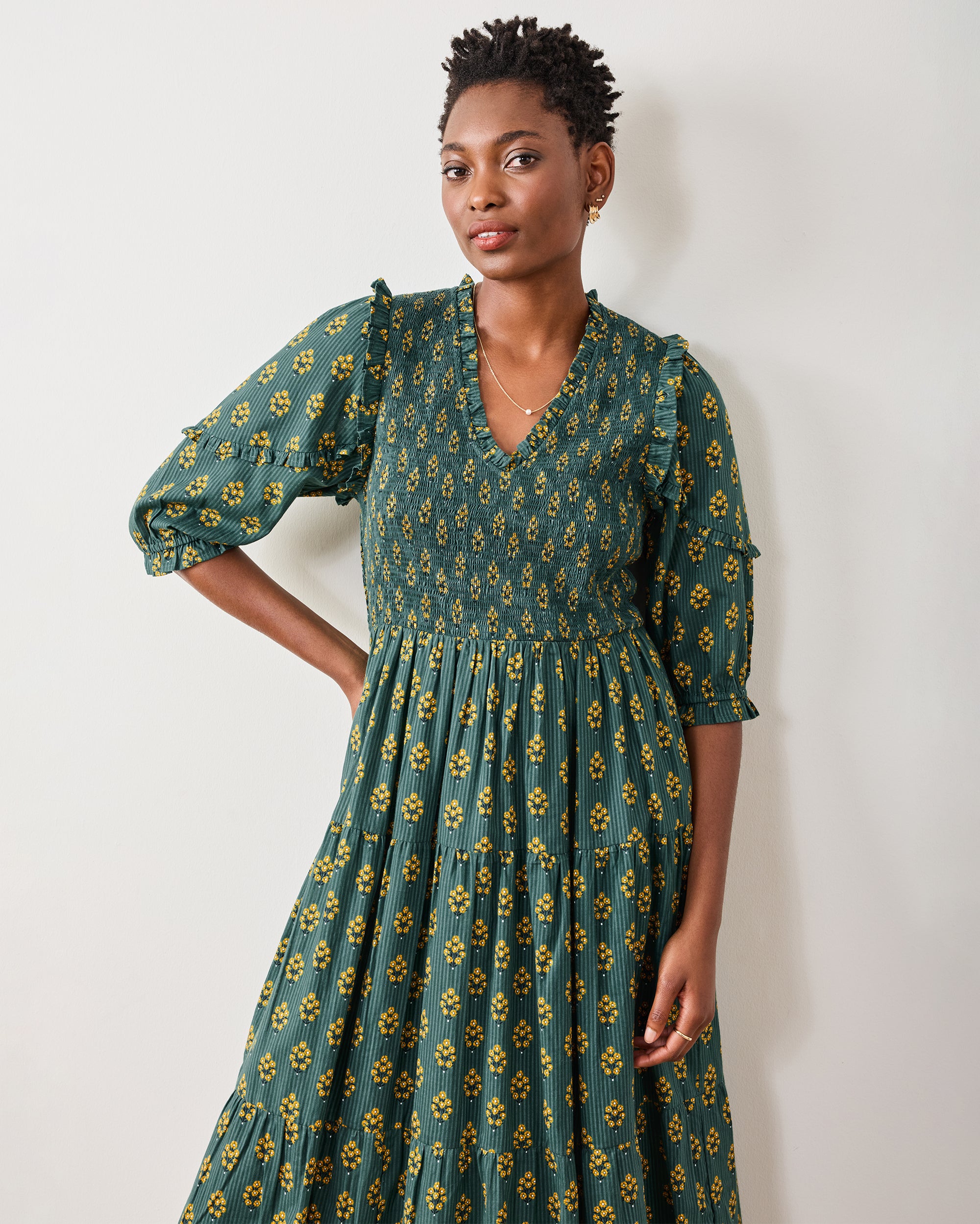 Texas Bouquet - Myrtle Dress - Desert Moss – Printfresh