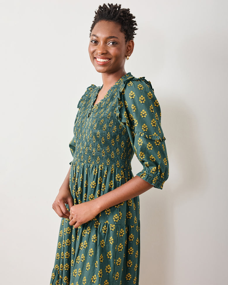 Texas Bouquet - Myrtle Dress - Desert Moss - Printfresh